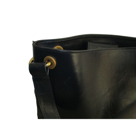 *Charles Jourdan Paris Vintage Satchel Shoulder Bag RETRO Black Midnight Blue - Picture 3 of 12